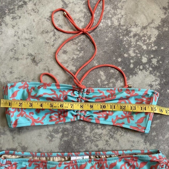 Milly Cabana 2 Piece Bikini Swimwear Coral Print Size m Top, L bottom - Picture 2 of 10